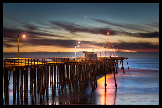 Christmas at the Pier New Moon V2 - Framed Canvas