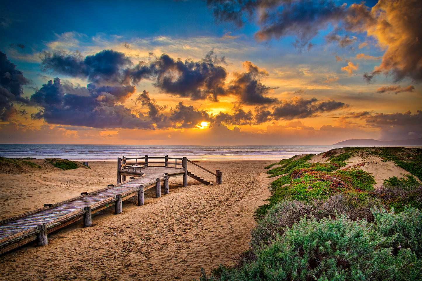 Grover Beach Boardwalk Sunset V2 - Metal Print