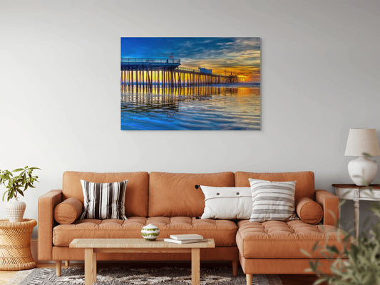 Blue Gold Sunset - Metal Print