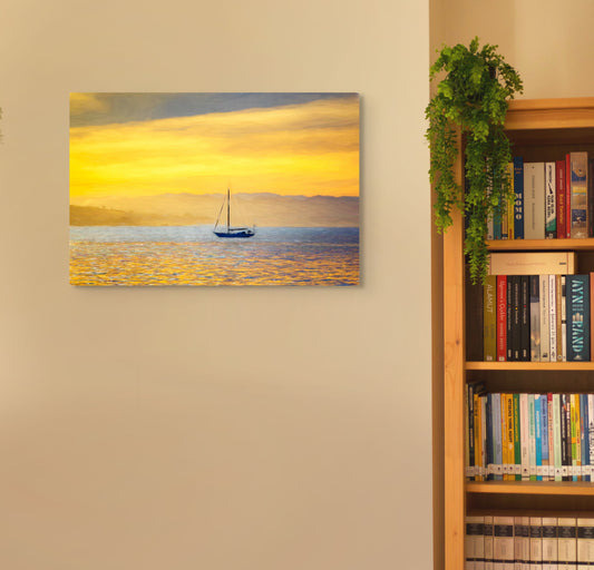 Old Port Sailboat Sunrise - Metal Print