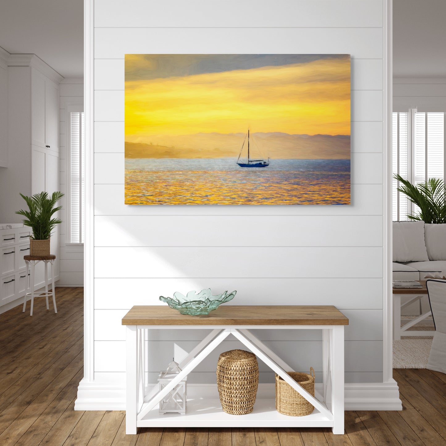 Old Port Sailboat Sunrise - Metal Print