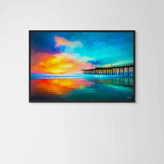 Pismo Pier Abstract - Framed Canvas