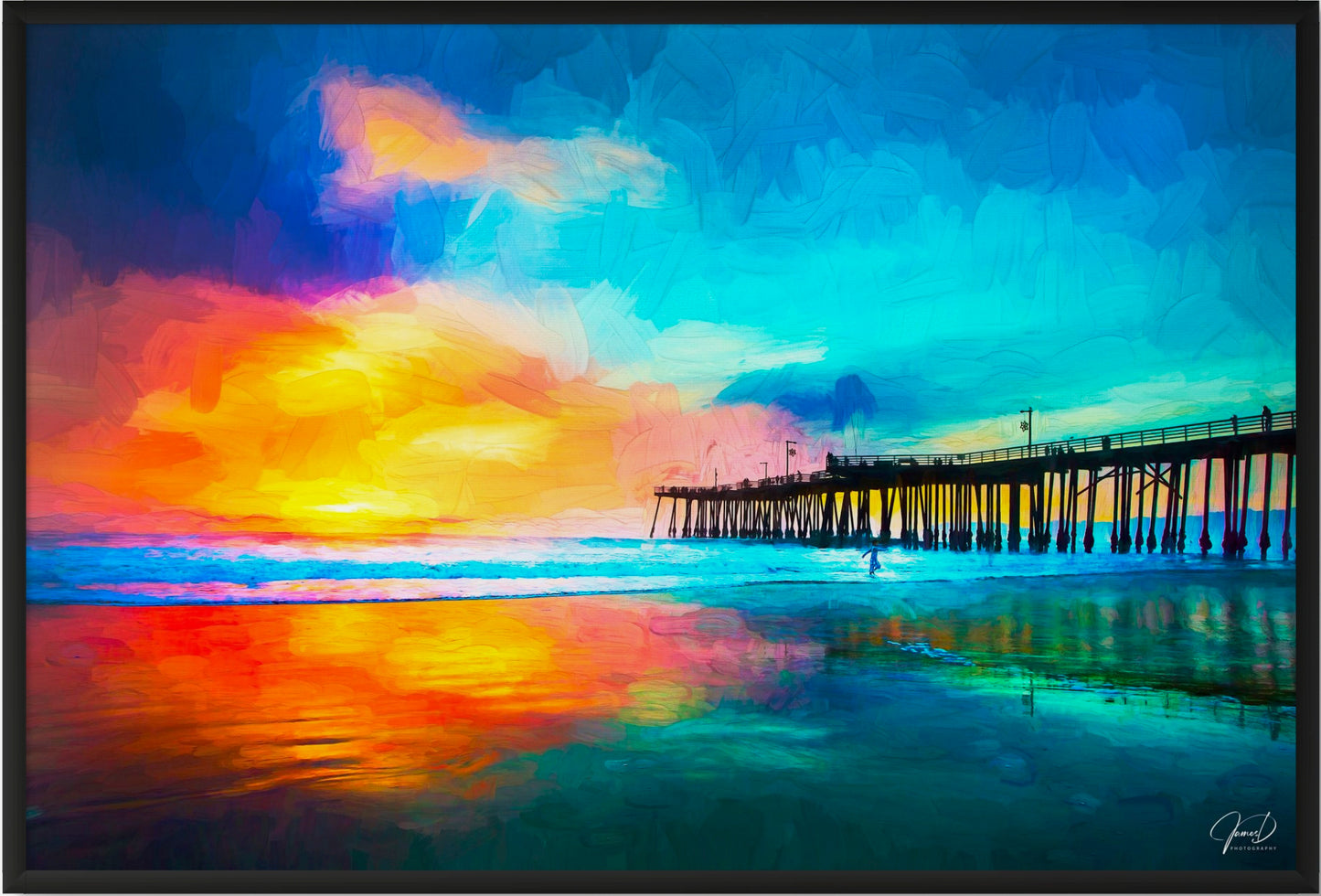 Pismo Pier Abstract - Framed Canvas
