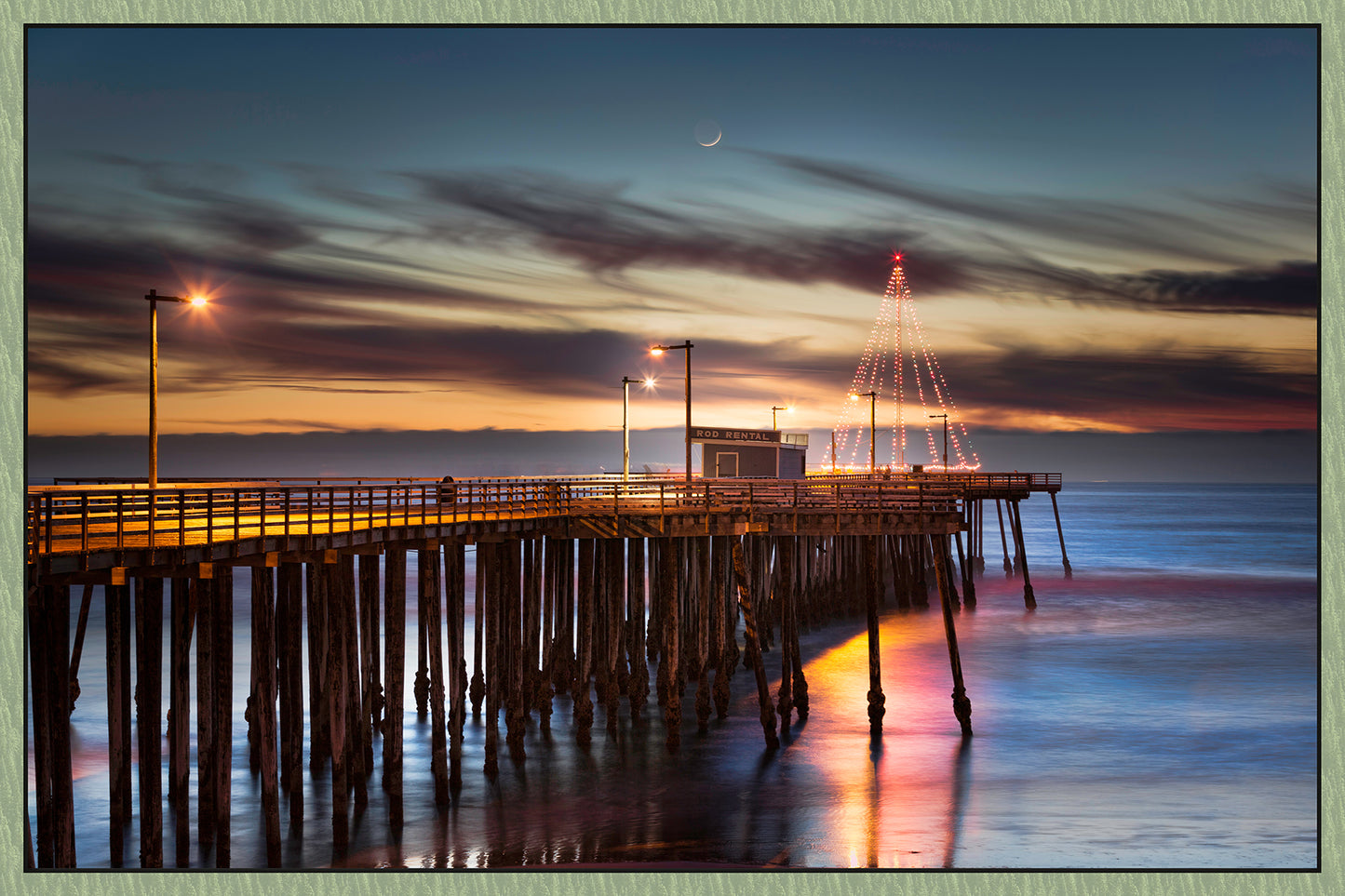 Christmas at the Pier New Moon V2 - Framed Canvas