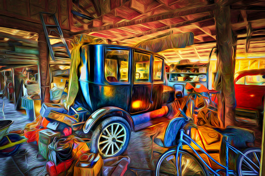 In the Barn - Abstract Paint - Framed Canvas