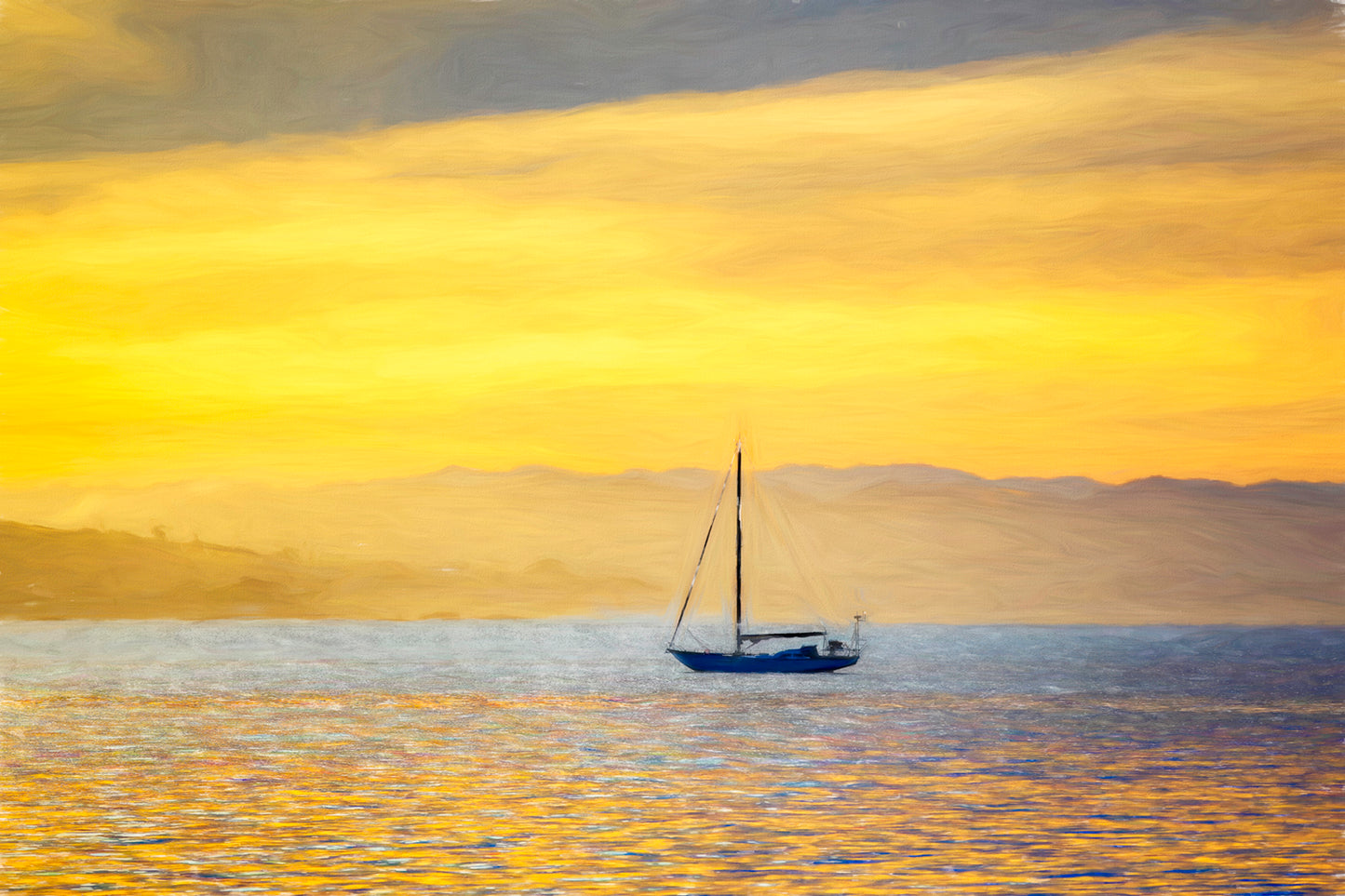 Old Port Sailboat Sunrise - Framed Canvas