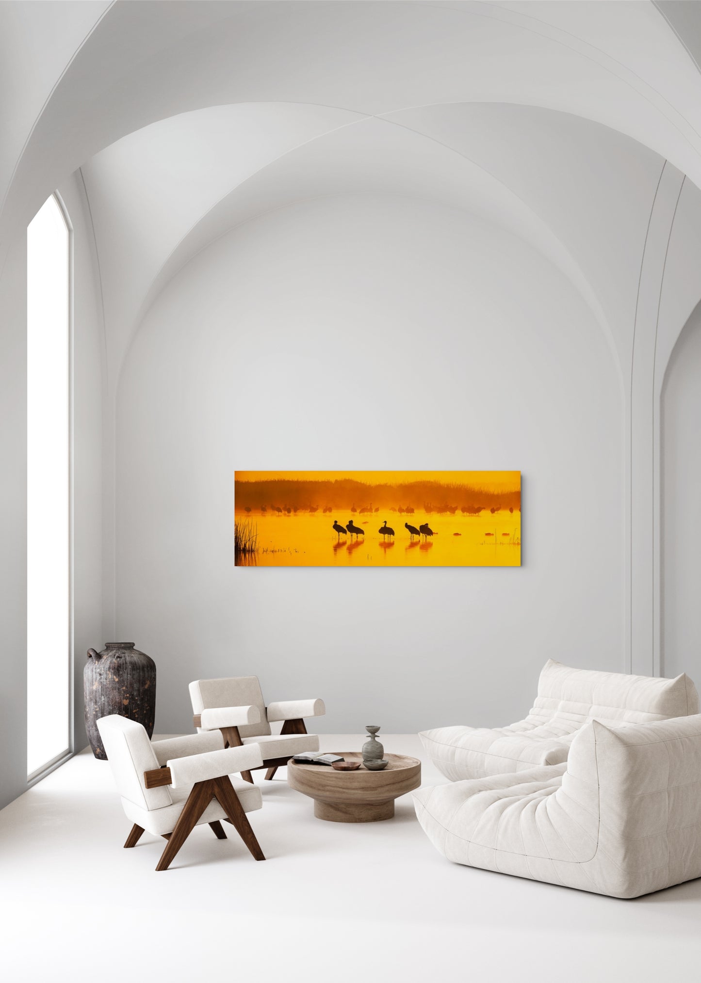 Merced NWR_Sandhill Cranes at Sunrise - Metal Print Panorama